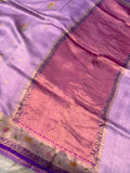 Lavender Banarasi Handloom Kora Silk Saree - Aura Benaras