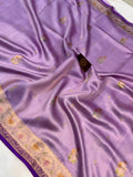 Lavender Banarasi Handloom Kora Silk Saree - Aura Benaras