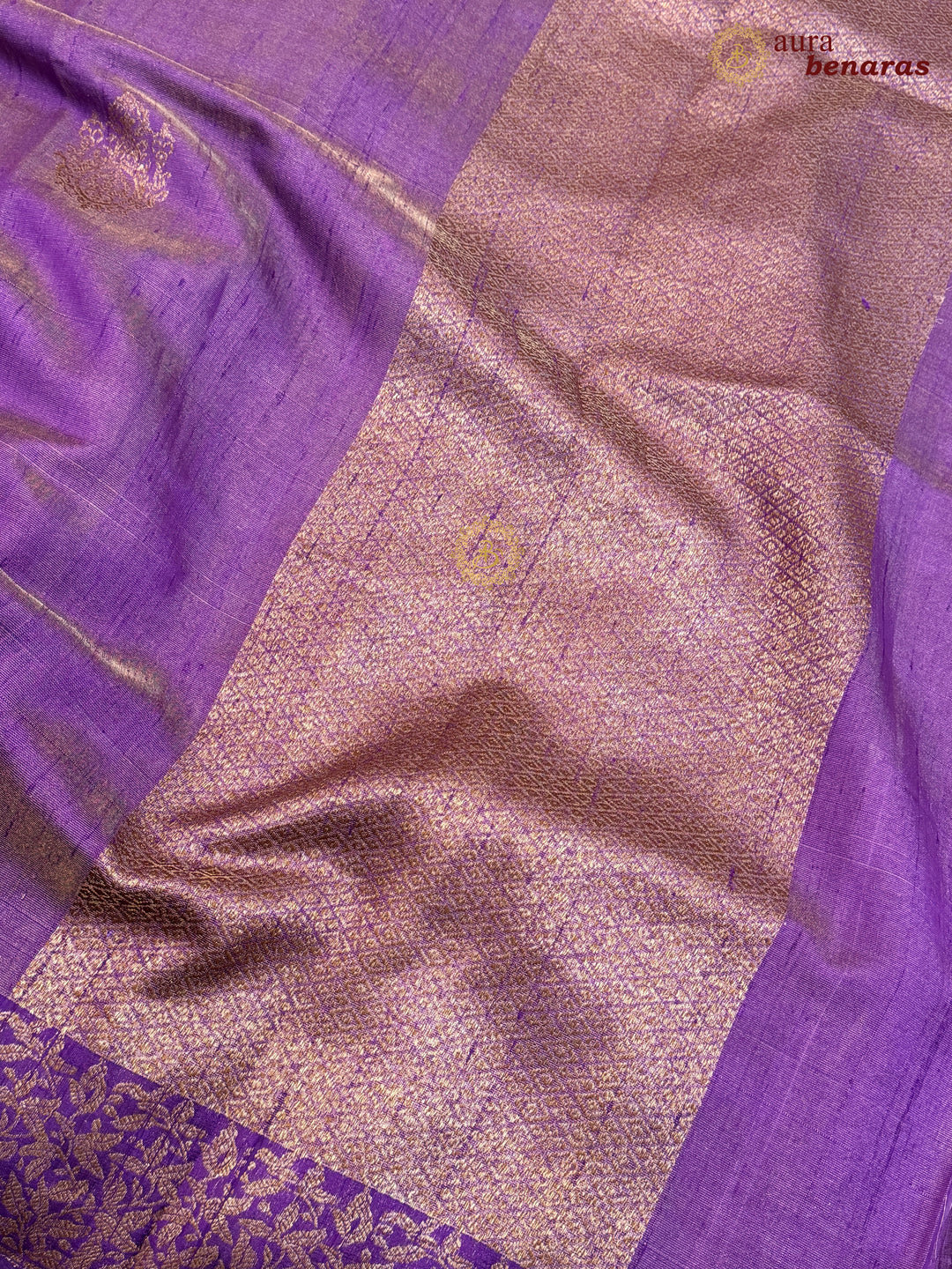 Lavender  Raw Silk Banarasi Saree – Kadhwa Floral Design