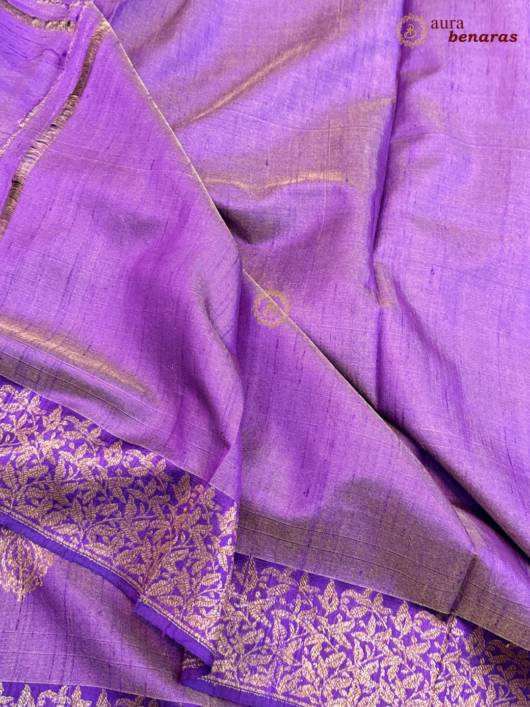 Lavender  Raw Silk Banarasi Saree – Kadhwa Floral Design