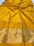 Yellow Pure Banarasi Handloom Silk Saree - Aura Benaras