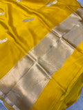 Yellow Pure Banarasi Handloom Silk Saree - Aura Benaras