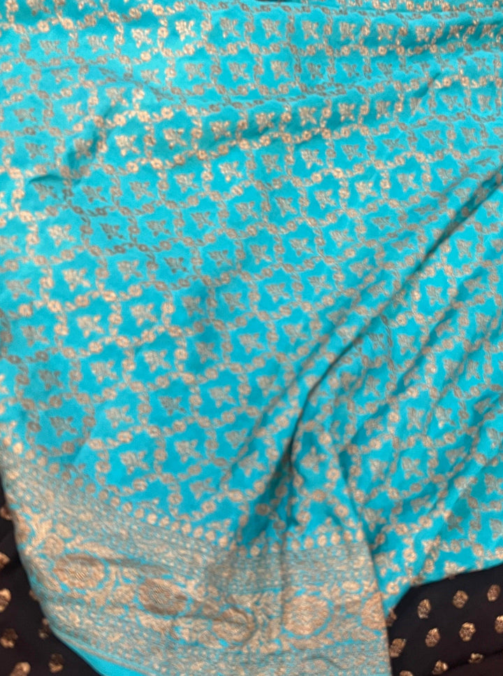 Black Pure Banarasi Khaddi Crepe Silk Saree - Aura Benaras