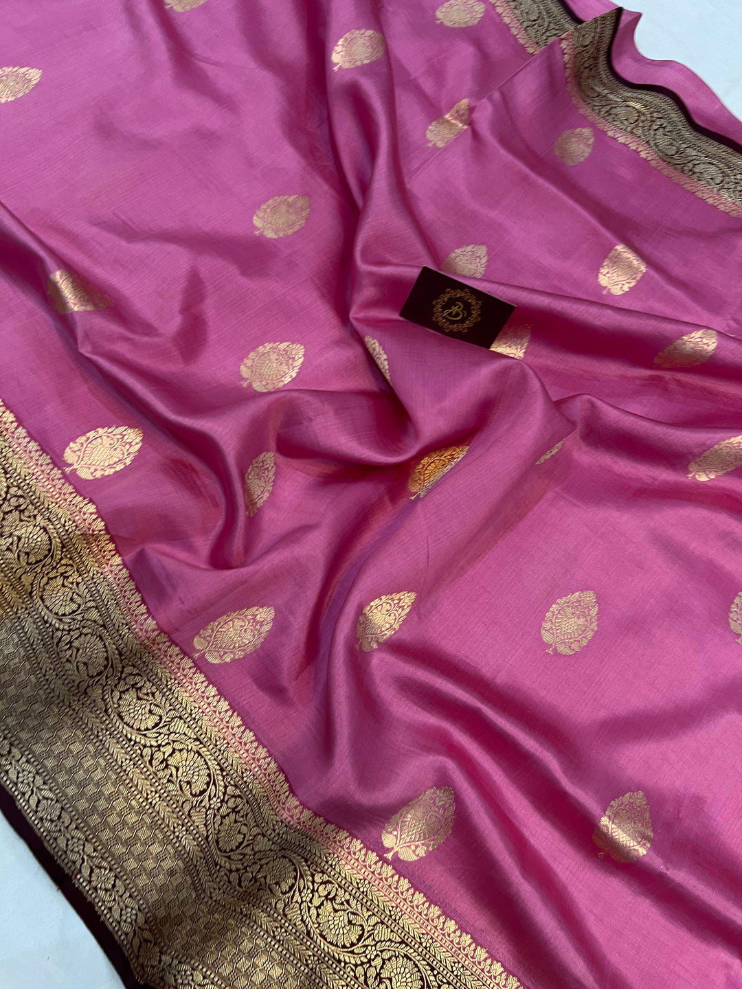 Pastel Pink Pure Banarasi Handloom Silk Saree - Aura Benaras