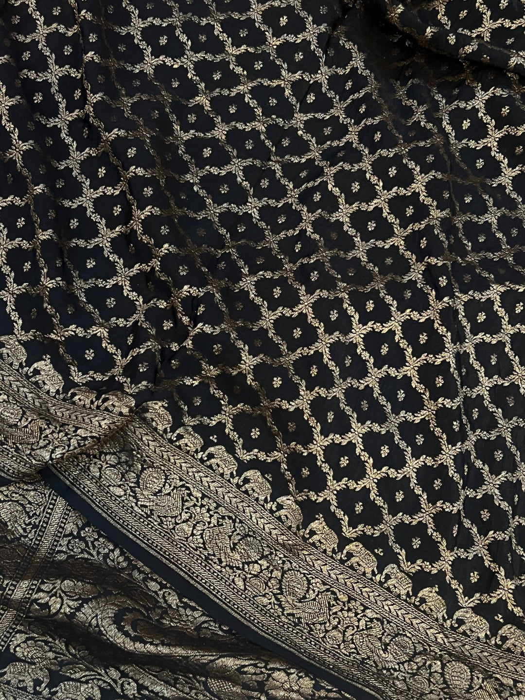 Maroon Pure Banarasi Khaddi Crepe Silk Saree - Aura Benaras