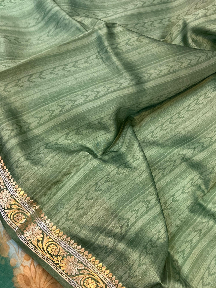 Sea Green Pure Banarasi Handloom Kora Silk Saree