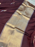 Coffee Brown Pure Banarasi Handloom Silk Saree - Aura Benaras