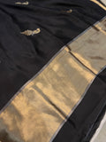 Black Pure Banarasi Handloom Silk Saree - Aura Benaras