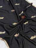 Black Pure Banarasi Handloom Silk Saree - Aura Benaras