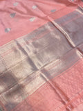 Peach Pure Banarasi Handloom Silk Saree - Aura Benaras