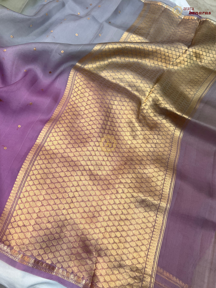Multi shaded Kora Silk Banarasi Saree with Zari Butis 