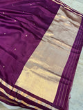 Wine Pure Banarasi Handloom Silk Saree - Aura Benaras