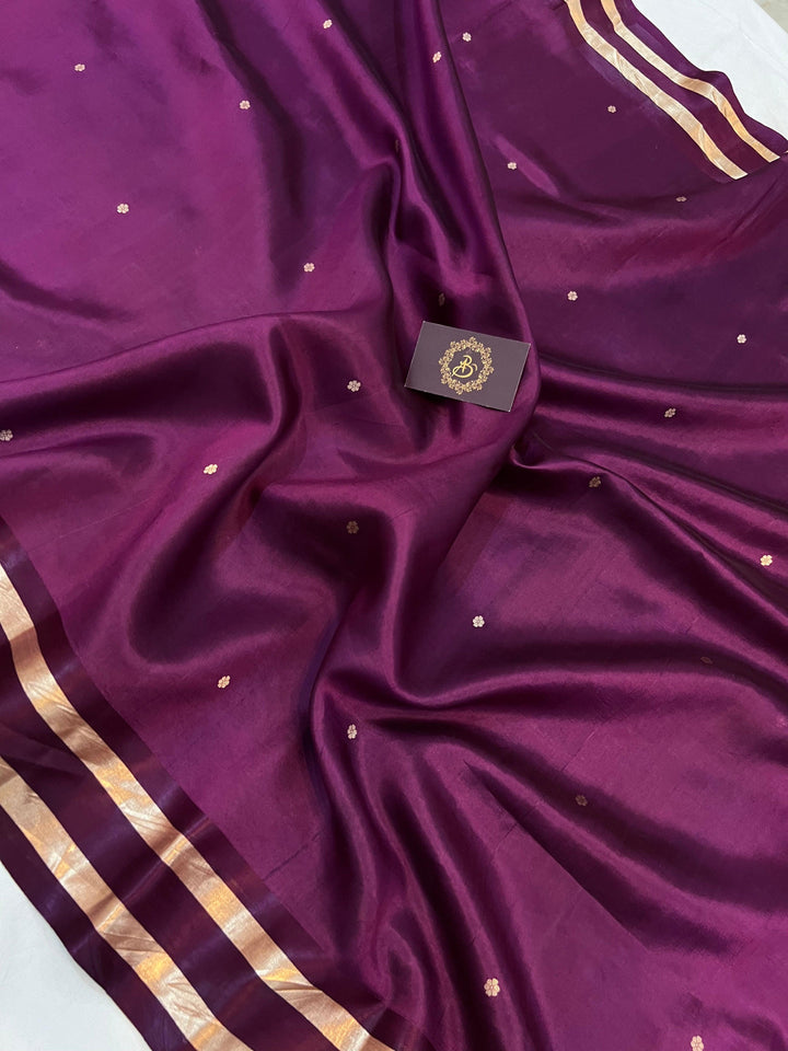 Wine Pure Banarasi Handloom Silk Saree - Aura Benaras