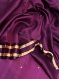 Wine Pure Banarasi Handloom Silk Saree - Aura Benaras