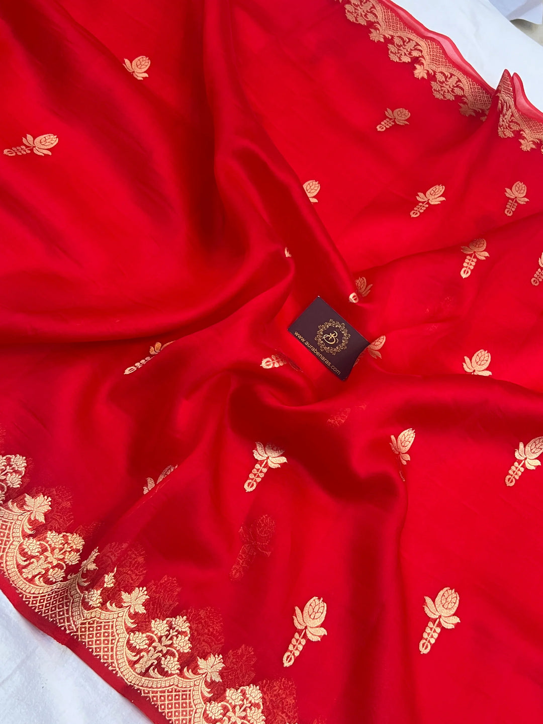 Red Pure Kora Silk Handloom Banarasi Saree