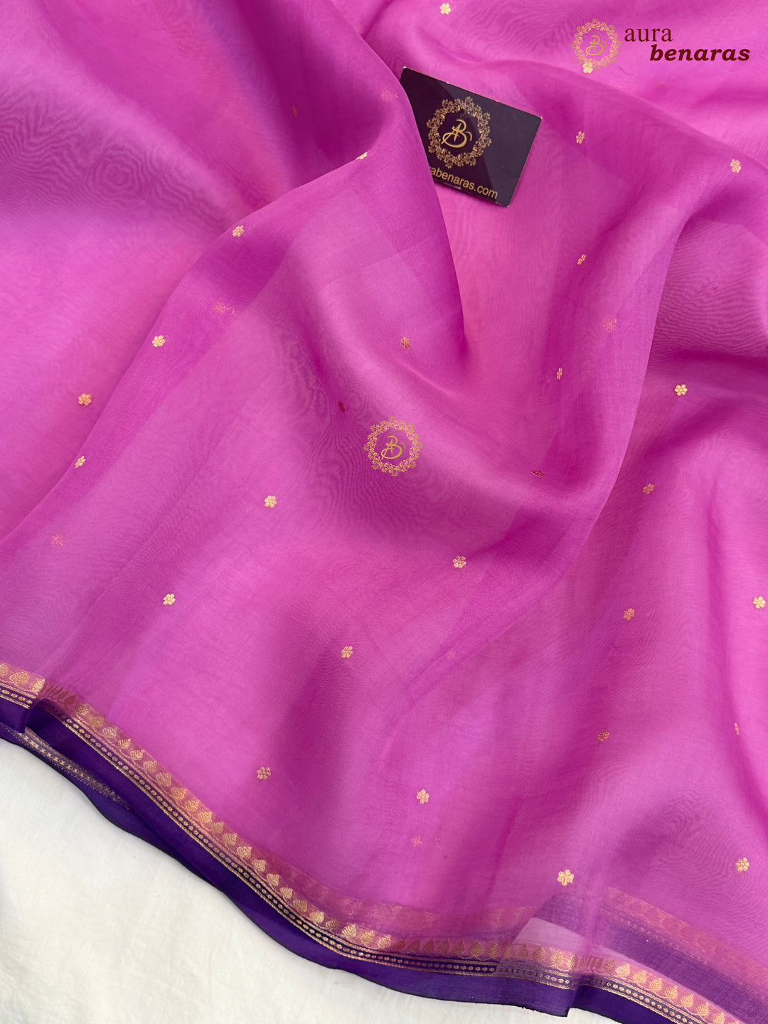 Magenta Pink Kora Silk Banarasi Saree with Zari Butis 