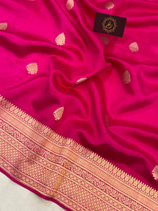 Rani Pink Pure Banarasi Handloom Silk Saree - Aura Benaras