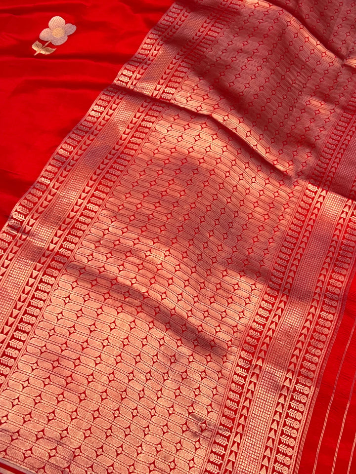 Red Pure Silk Handloom Banarasi Saree