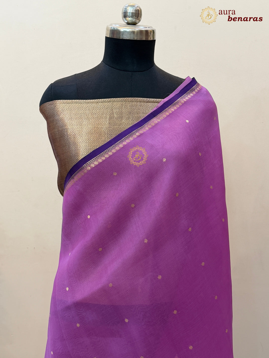 Magenta Pink Kora Silk Banarasi Saree with Zari Butis 