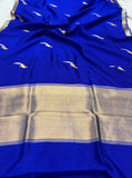 Royal Blue Pure Banarasi Handloom Silk Saree - Aura Benaras