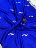 Royal Blue Pure Banarasi Handloom Silk Saree - Aura Benaras