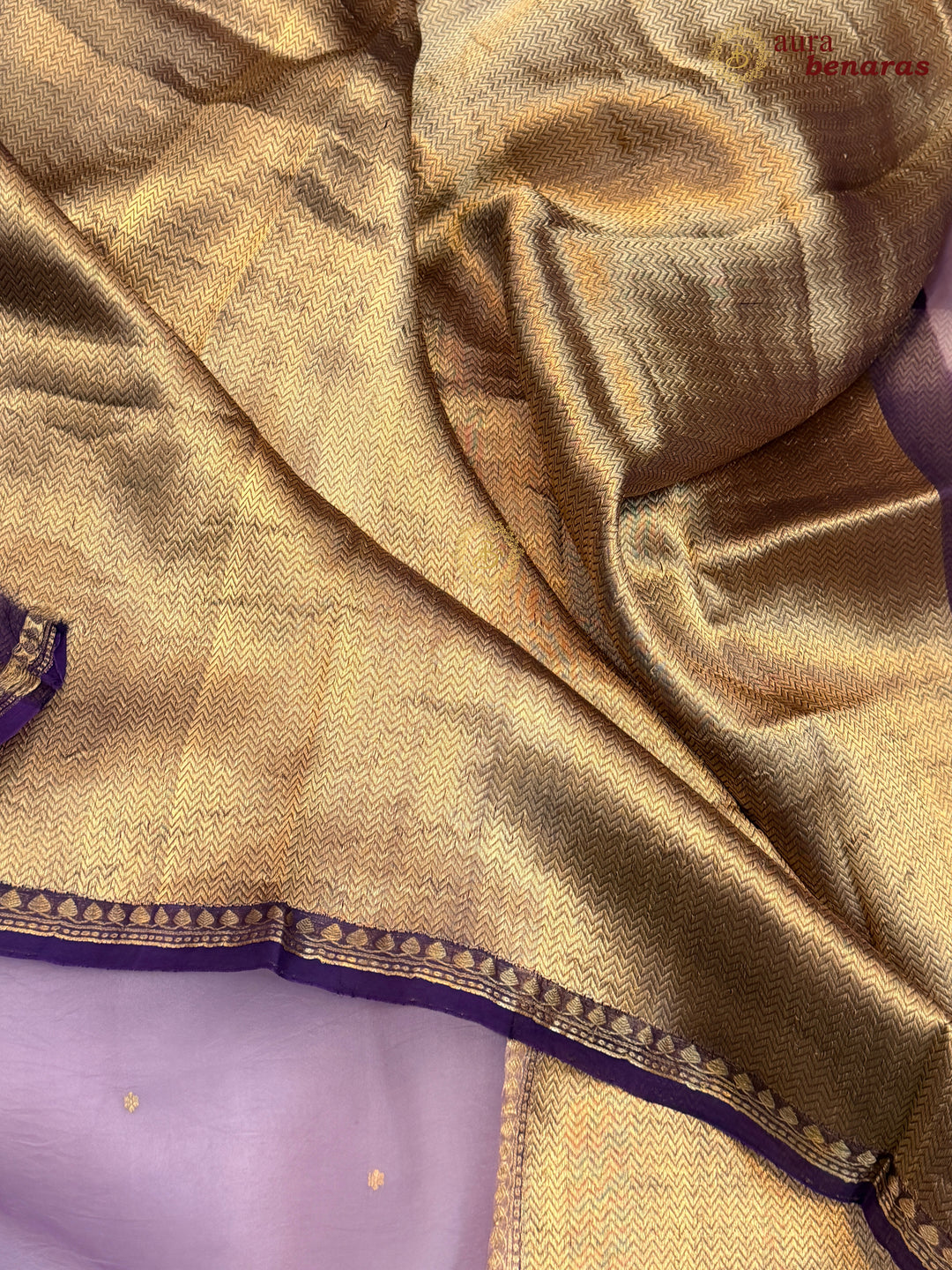 Lavender Kora Silk Banarasi Saree with Zari Butis 