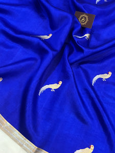 Royal Blue Pure Banarasi Handloom Silk Saree - Aura Benaras