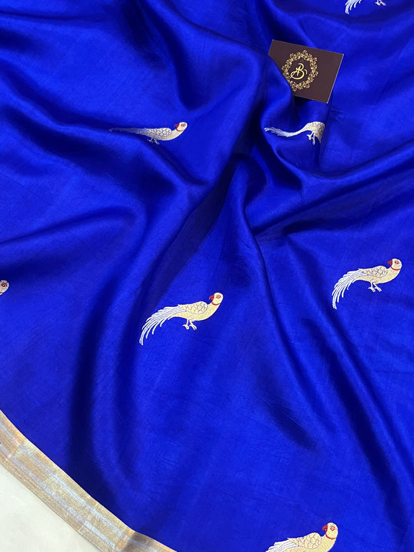 Royal Blue Pure Banarasi Handloom Silk Saree - Aura Benaras