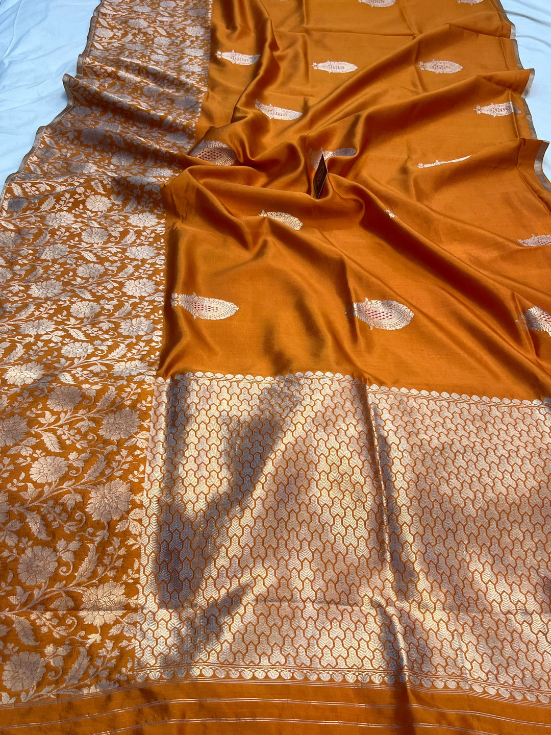 Orange Pure Silk Handloom Banarasi Saree