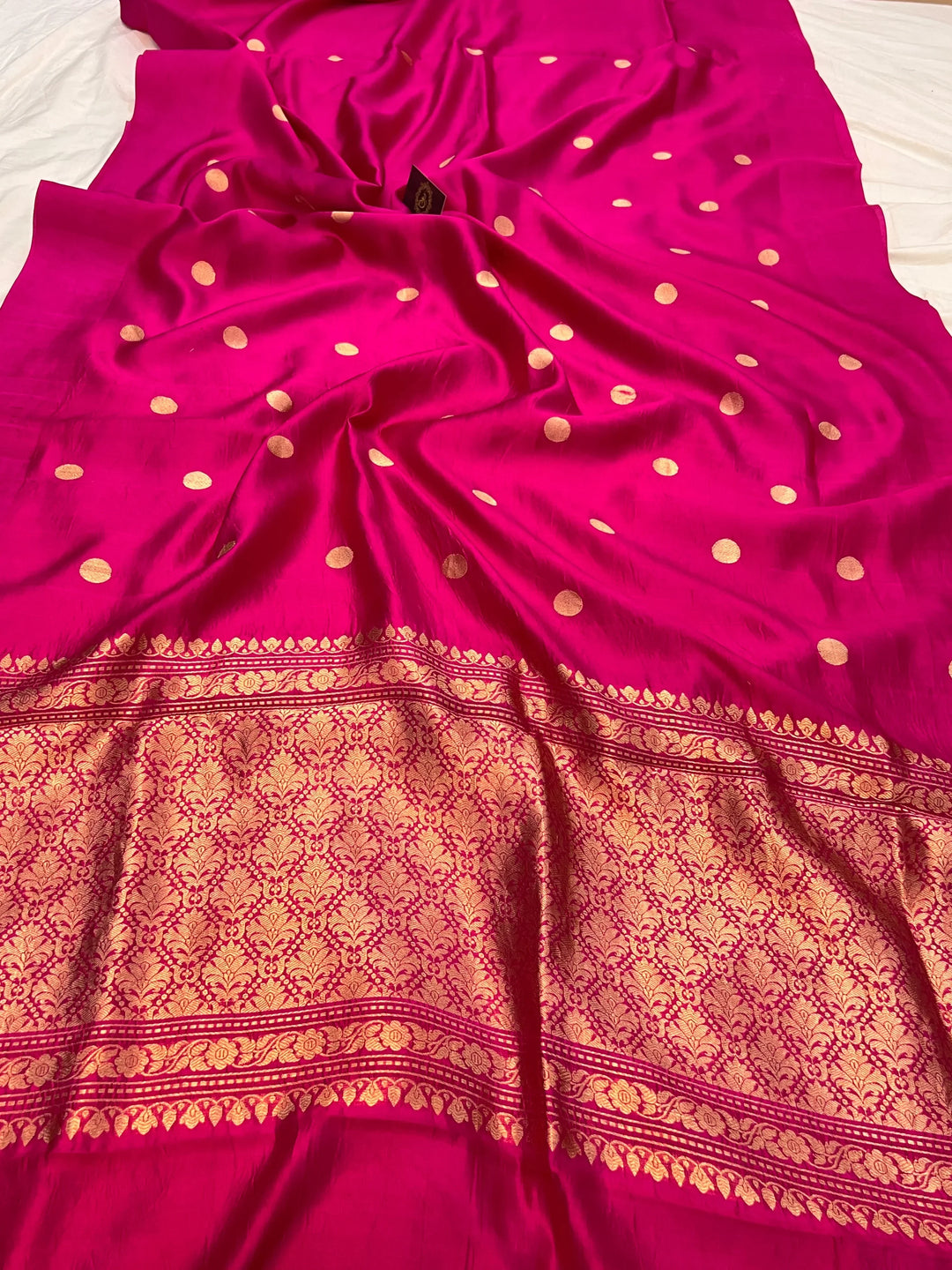 Rani pink Pure Silk Handloom Banarasi Saree