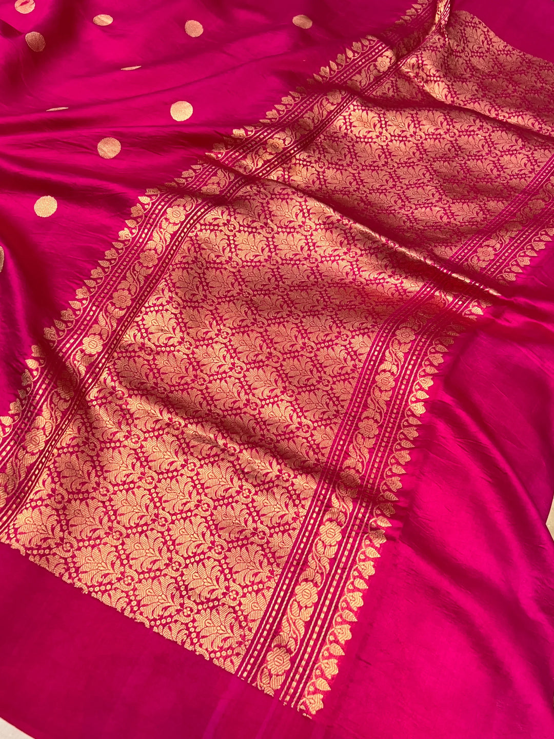 Rani pink Pure Silk Handloom Banarasi Saree