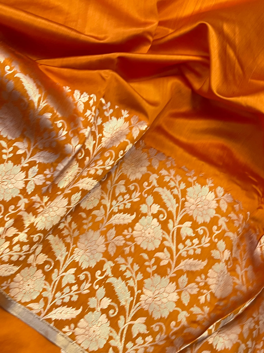 Orange Pure Silk Handloom Banarasi Saree