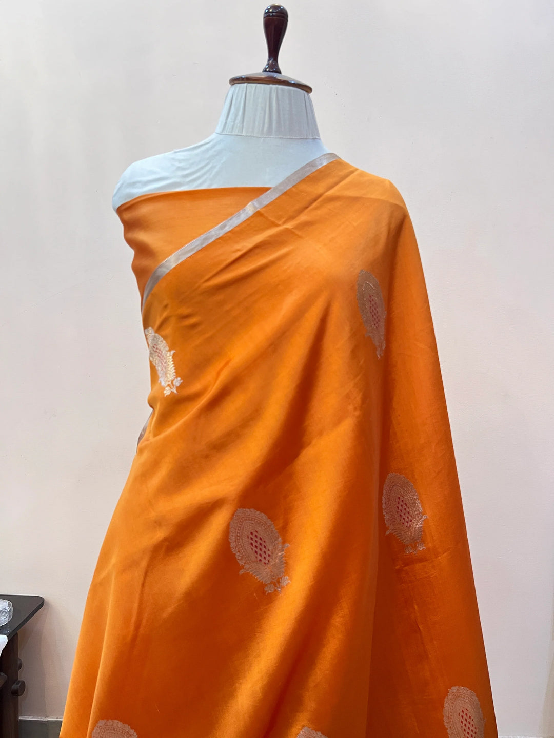Orange Pure Silk Handloom Banarasi Saree