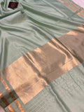 Mint Green Pure Banarasi Handloom Silk Saree - Aura Benaras