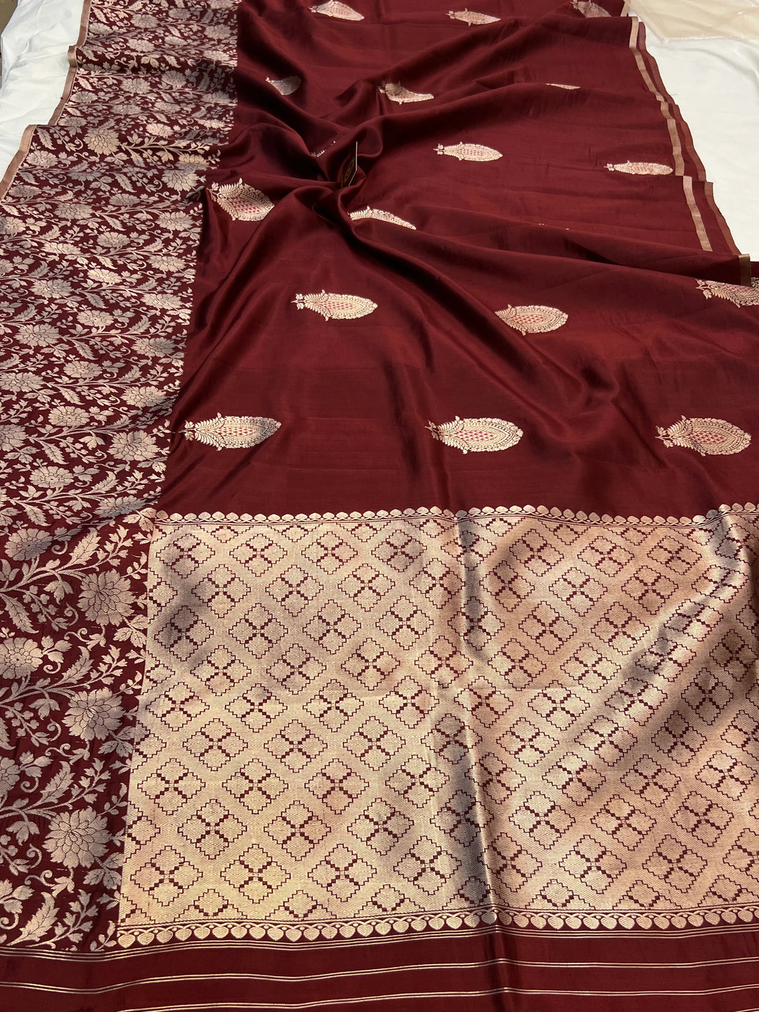 Maroon Pure Silk Handloom Banarasi Saree