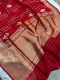 Red Pure Banarasi Handloom Kora Silk Saree - Aura Benaras