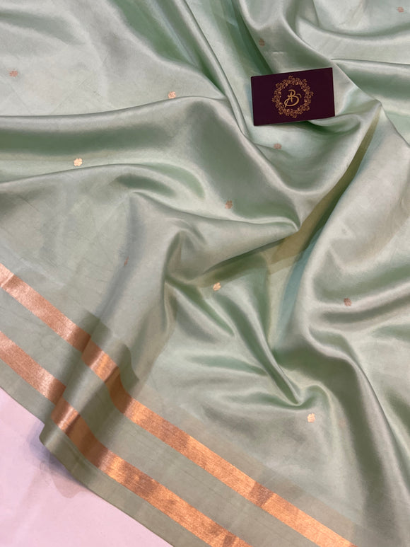 Mint Green Pure Banarasi Handloom Silk Saree