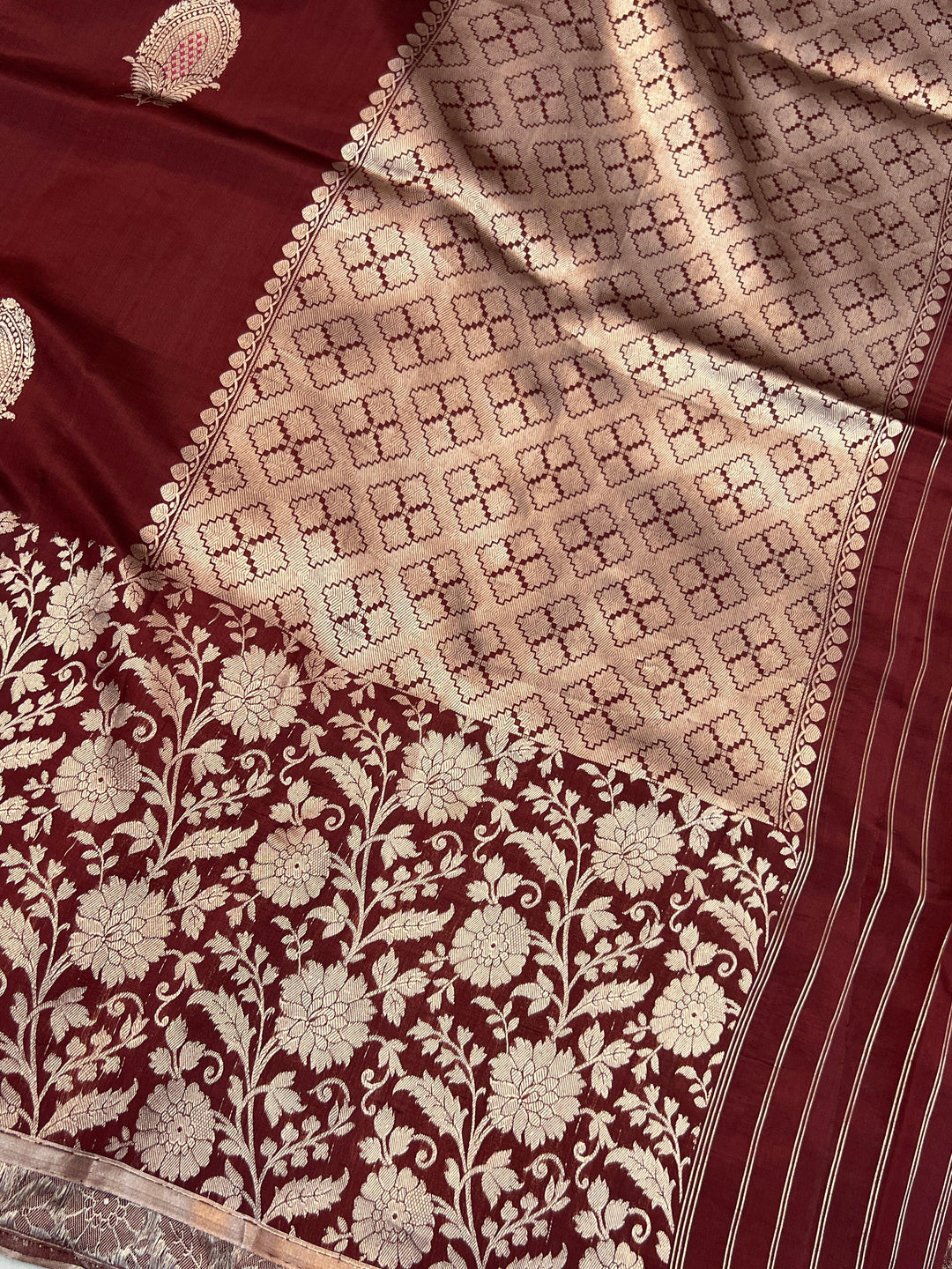 Maroon Pure Silk Handloom Banarasi Saree