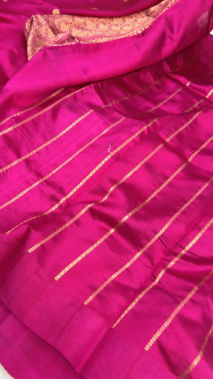 Rani pink Pure Silk Handloom Banarasi Saree