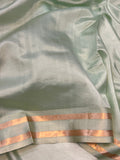 Mint Green Pure Banarasi Handloom Silk Saree - Aura Benaras