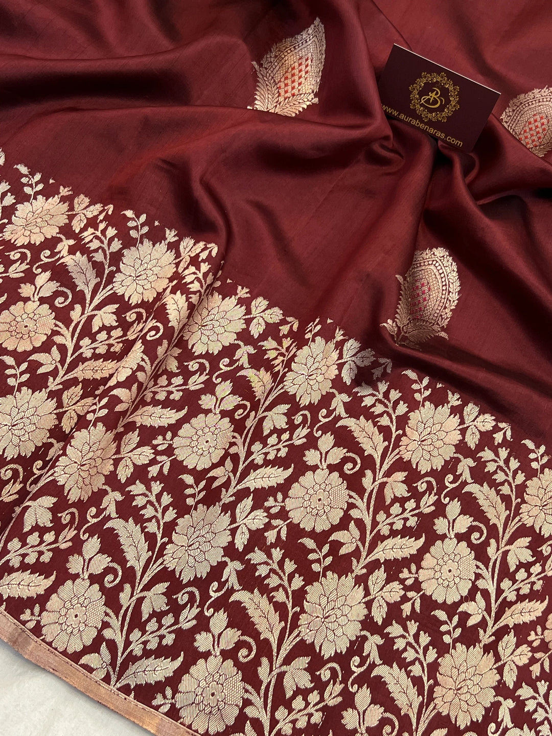 Maroon Pure Silk Handloom Banarasi Saree