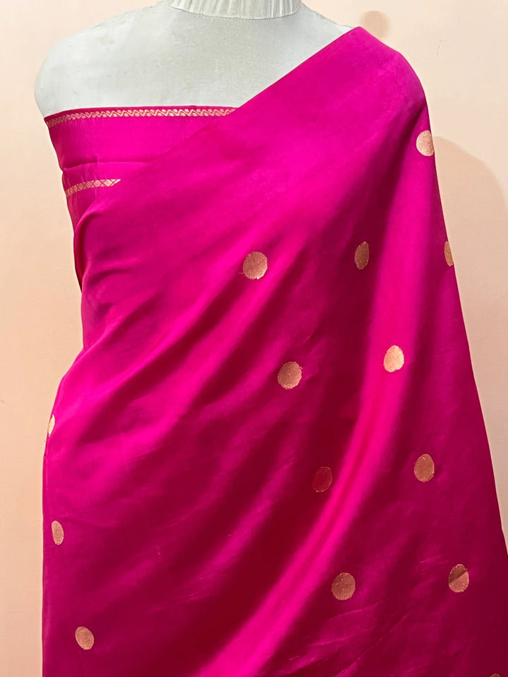 Rani pink Pure Silk Handloom Banarasi Saree