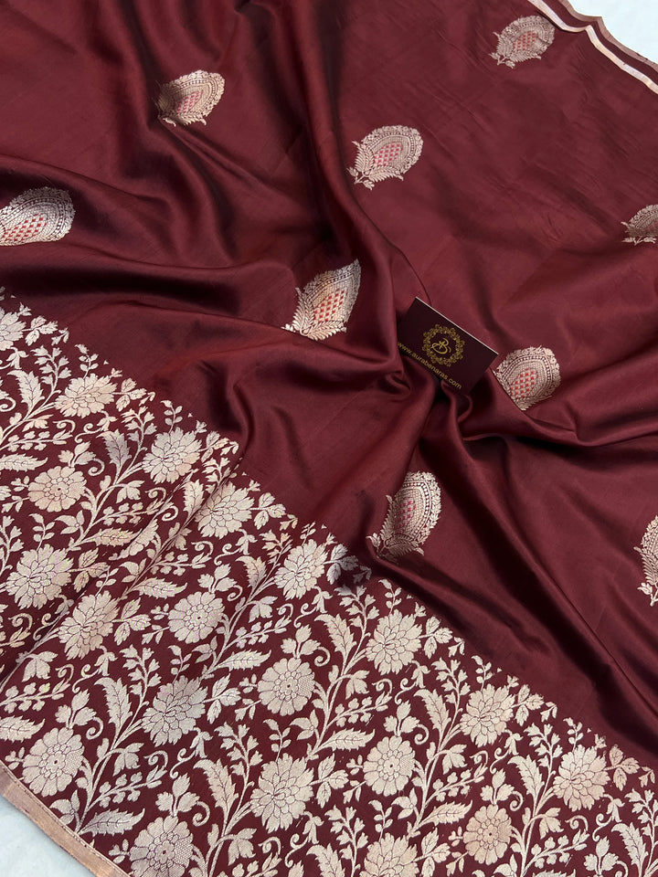 Maroon Pure Silk Handloom Banarasi Saree