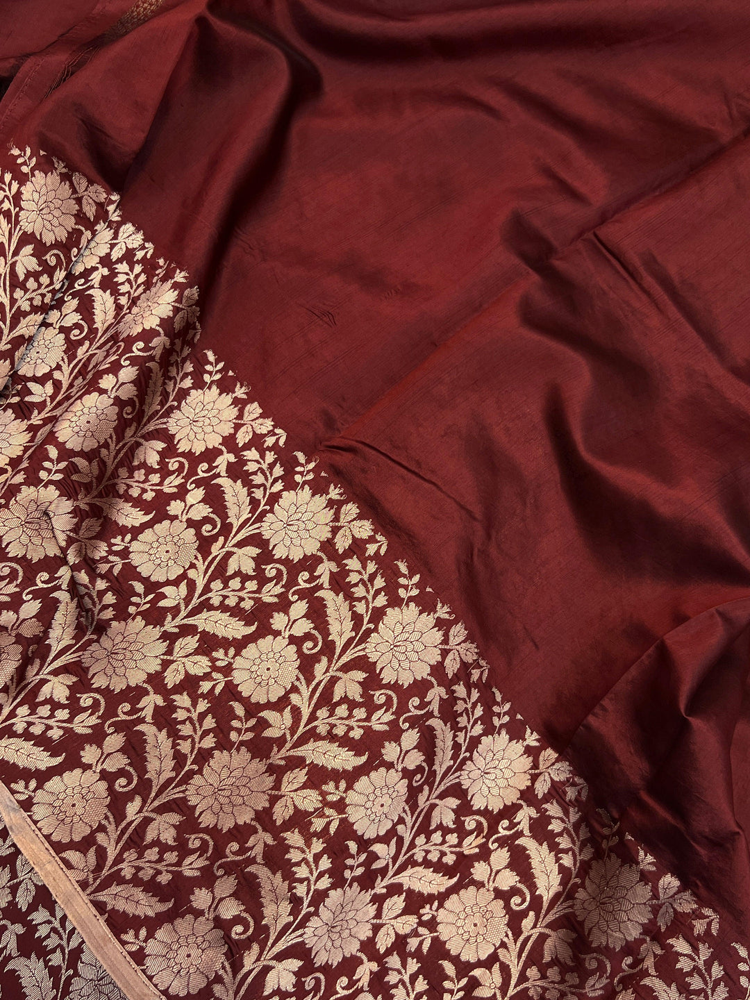 Maroon Pure Silk Handloom Banarasi Saree