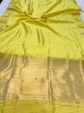 Lemon Yellow Pure Banarasi Handloom Silk Saree - Aura Benaras