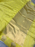 Lemon Yellow Pure Banarasi Handloom Silk Saree - Aura Benaras