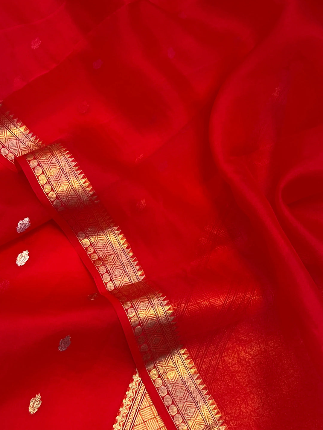 Red Pure Kora Silk Handloom Banarasi Saree