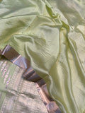 Pista green Pure Banarasi Handloom Silk Saree - Aura Benaras