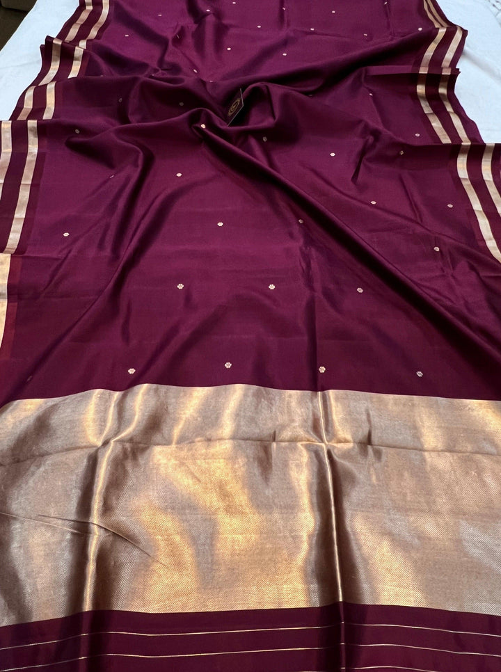Garnet Pure Banarasi Handloom Silk Saree - Aura Benaras