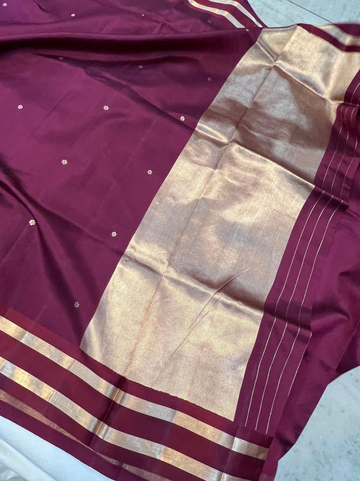Garnet Pure Banarasi Handloom Silk Saree - Aura Benaras